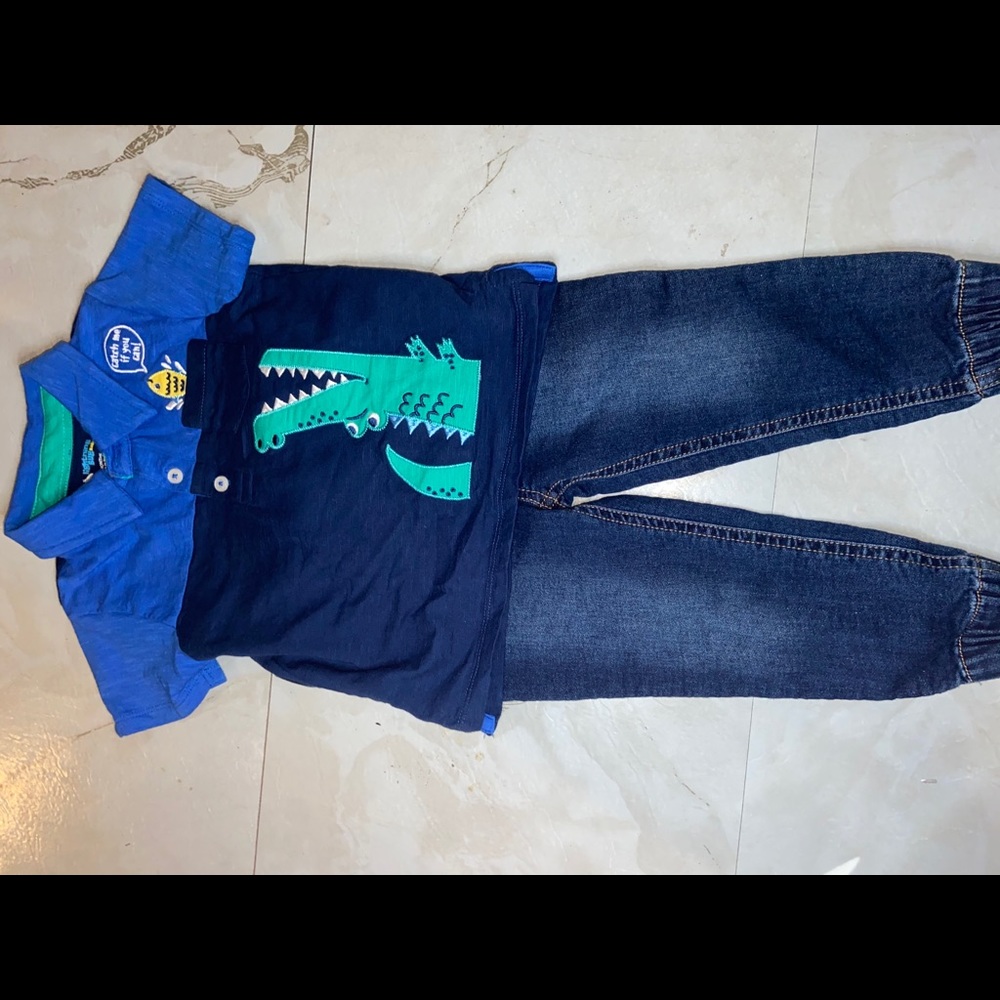 Boys alligator shirt with jeans size 18 month